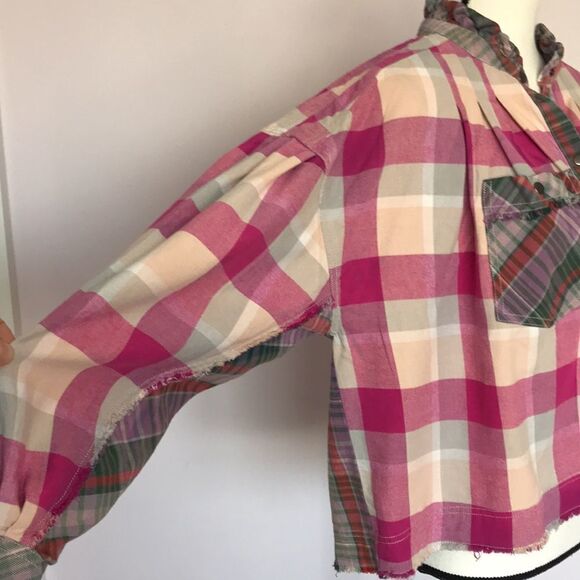 We The Free People Emily Plaid Top size S - Picture 10 of 15
